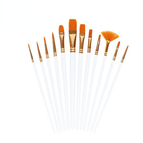 TSV 12 Pcs Artist Acrylic Paint Brushes Set with Nylon Hair for Oil Watercolor Face Nail Art Miniature Detail Rock Painting, Paintbrushes with Full Range of Sizes Shapes, Drawing Supplies