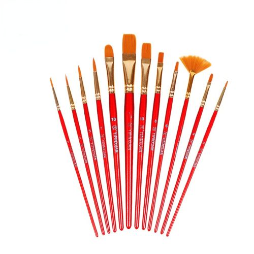 TSV 12 Pcs Artist Acrylic Paint Brushes Set with Nylon Hair for Oil Watercolor Face Nail Art Miniature Detail Rock Painting, Paintbrushes with Full Range of Sizes Shapes, Drawing Supplies