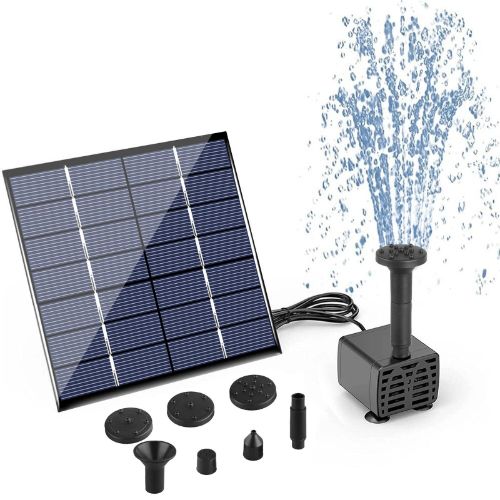 BYLD Solar Fountain Water Pump, Solar Powered Bird Bath Fountain, Submersible Water Pump Kit Solar Panel Kits for Outdoor Pool, Small Pond, Garden Fish Tank, 150-200L/H, 1.2W