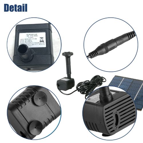 BYLD Solar Fountain Water Pump, Solar Powered Bird Bath Fountain, Submersible Water Pump Kit Solar Panel Kits for Outdoor Pool, Small Pond, Garden Fish Tank, 150-200L/H, 1.2W