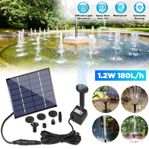 BYLD Solar Fountain Water Pump, Solar Powered Bird Bath Fountain, Submersible Water Pump Kit Solar Panel Kits for Outdoor Pool, Small Pond, Garden Fish Tank, 150-200L/H, 1.2W