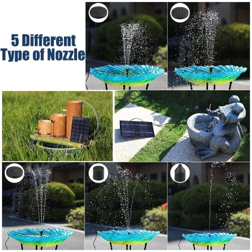 BYLD Solar Fountain Water Pump, Solar Powered Bird Bath Fountain, Submersible Water Pump Kit Solar Panel Kits for Outdoor Pool, Small Pond, Garden Fish Tank, 150-200L/H, 1.2W