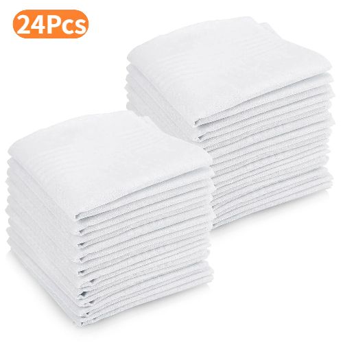 BYLD 24pcs Soft Cotton Handkerchiefs, Men's Classic Stripe Hankies, 15''x15'' (38x38cm) Pocket Square for Gentleman