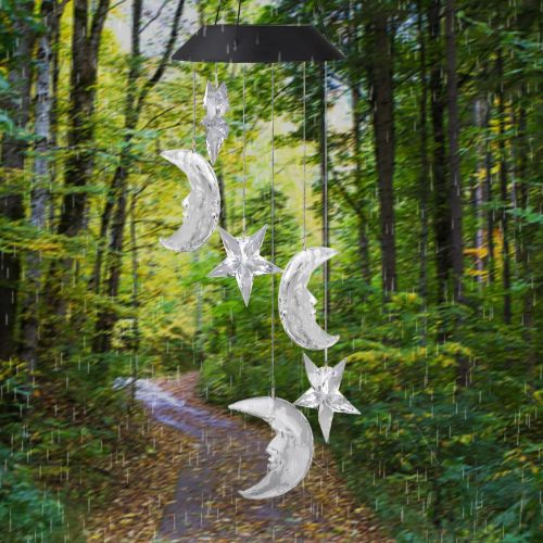 BYLD Solar Powered Wind Chimes Light, LED Color-Changing Star Moon, Waterproof Wind Belles Lights for Yard Garden Patio Deck Home Decoration