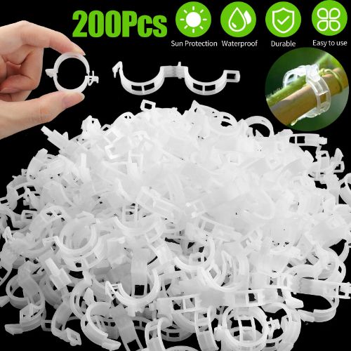 BYLD 200pcs Plant Tomato Clips, Plastic Trellis Clips, Garden Plant Support for Vine, Twine Greenhouse Tomato Veggie Garden Plant Clip, Grow Plants Upright and Make Healthier