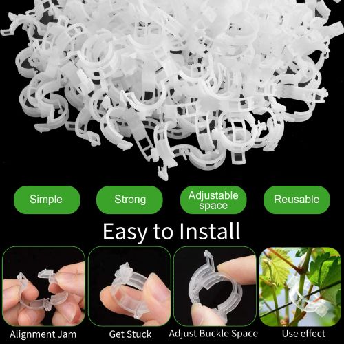 BYLD 100pcs Plant Tomato Clips, Plastic Trellis Clips, Garden Plant Support for Vine, Twine Greenhouse Tomato Veggie Garden Plant Clip, Grow Plants Upright and Make Healthier