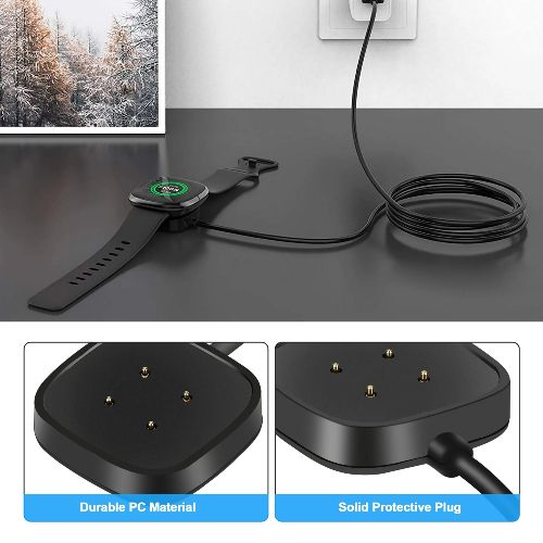BYLD Charger Cable Fit for Fitbit Sense 2/1, Fitbit Versa 4/3 Smartwatch, Replacement USB Charging Cord Base, Smart Watch Accessories Charger Dock Adapter