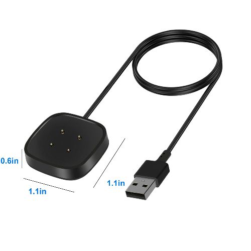 BYLD Charger Cable Fit for Fitbit Sense 2/1, Fitbit Versa 4/3 Smartwatch, Replacement USB Charging Cord Base, Smart Watch Accessories Charger Dock Adapter