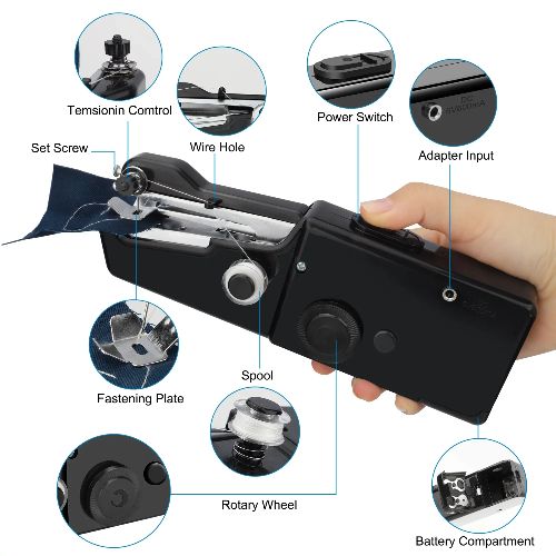 Handheld Sewing Machine, BYLD Cordless Mini Portable Electric Hand Sewing Machine, USB Electric Quick Stitch For Fabric Pet Clothes DIY