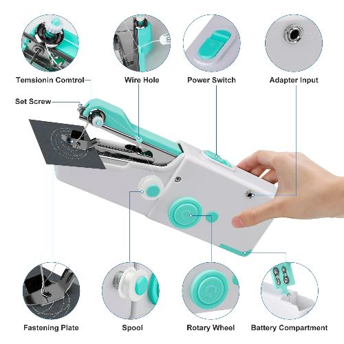 Mini Portable Handheld Sewing Machine, BYLD Quick Electric Stitch with 33pcs Sewing Kit, Needlework Electric Home Quick Repair Tool