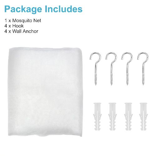 BYLD 4 Stands Mesh Mosquito Net, Mosquito Repellent Tent Bedding Accessories, Full Queen King Size Bed Canopy, Four Opening Bed Curtains for Full Bed Princess Bedroom, White