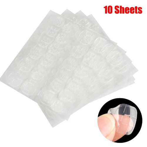 10 Sheets Double-side Nail Glue Sticker, BYLD 240pcs Transparent Nails Adhesive Tabs for False Nail Tips, Acrylic Manicure Gel DIY Makeup Tool, Waterproof and Breathable