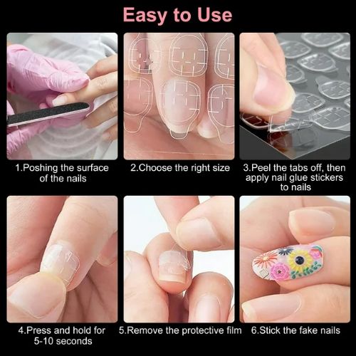10 Sheets Double-side Nail Glue Sticker, BYLD 240pcs Transparent Nails Adhesive Tabs for False Nail Tips, Acrylic Manicure Gel DIY Makeup Tool, Waterproof and Breathable
