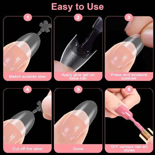 BYLD 600pcs Extra Short Almond Nail Tips, 12 Sizes Natural Gel Short Oval Nail Tips with Tip Primer Cover, Pre-shaped Full Matte Oval Gel Press On Nails Clear Soft Fake Nails for Daily Nail Art