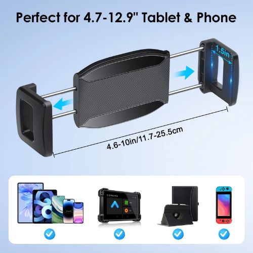BYLD Universal Phone Tablet Wall Mount Holder, Sturdy Metal Adjustable Tablet Phone Base Stand with 360° Rotation & 180° Tilt Fit for 4.7-12.9" iPhone, Galaxy Tab, Switch