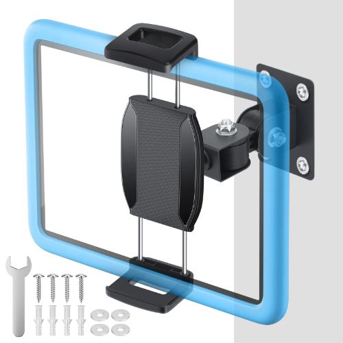 BYLD Universal Phone Tablet Wall Mount Holder, Sturdy Metal Adjustable Tablet Phone Base Stand with 360° Rotation & 180° Tilt Fit for 4.7-12.9" iPhone, Galaxy Tab, Switch