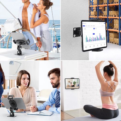 BYLD Universal Phone Tablet Wall Mount Holder, Sturdy Metal Adjustable Tablet Phone Base Stand with 360° Rotation & 180° Tilt Fit for 4.7-12.9" iPhone, Galaxy Tab, Switch