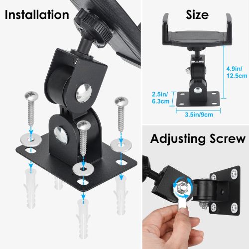 BYLD Universal Phone Tablet Wall Mount Holder, Sturdy Metal Adjustable Tablet Phone Base Stand with 360° Rotation & 180° Tilt Fit for 4.7-12.9" iPhone, Galaxy Tab, Switch