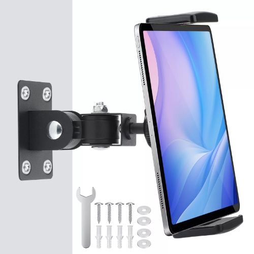 BYLD Universal Phone Tablet Wall Mount Holder, Sturdy Metal Adjustable Tablet Phone Base Stand with 360° Rotation & 180° Tilt Fit for 4.7-12.9" iPhone, Galaxy Tab, Switch