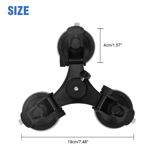 Camera Suction Cup Mount Fit for GoPro Action Camera, BYLD Triple Car Camera Mount w/1/4'' Ball Head Screw Adapter, Camera Mount for Car Window Windshield Compatible with GoPro Hero 10 9 8, DJI OSMO