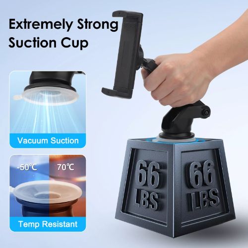 BYLD Car Tablet Mount Holder for Windshield Dashboard, 360° Rotation Suction Cup Car Phone Cradle Stand Fit for 4.7-12.9" iPhone, iPad Mini Air, Samsung Galaxy Tab
