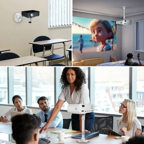 BYLD Universal Projector Wall Ceiling Mount Hanger with 360 Degree Swivel Head for Camera, Home Surveillance System， Most Home and Office Projectors, Silver
