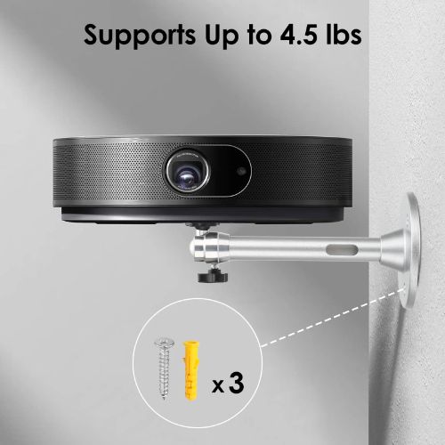 BYLD Universal Projector Wall Ceiling Mount Hanger with 360 Degree Swivel Head for Camera, Home Surveillance System， Most Home and Office Projectors, Silver