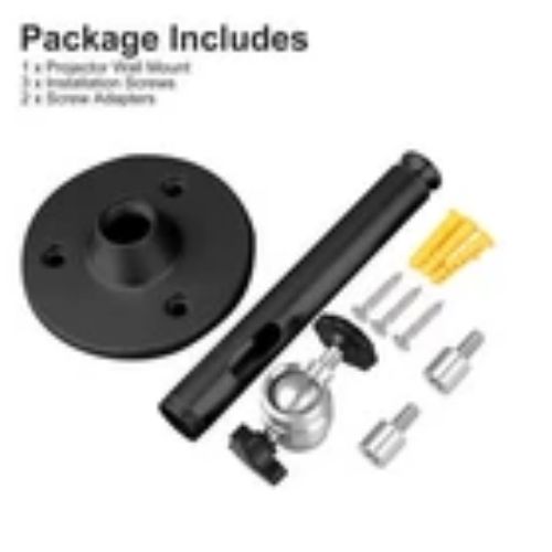 BYLD Universal Projector Wall Ceiling Mount Hanger with 360 Degree Swivel Head for Camera, Home Surveillance System， Most Home and Office Projectors, Silver
