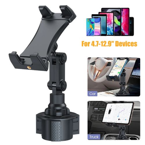 BYLD Car Cup Holder Mount for Phone Tablet, Rotatable Cell Phone Car Cup Cradles Fit for 4.7"-12.9" iPhone iPad Pro Air Mini, Samsung, Galaxy Tab