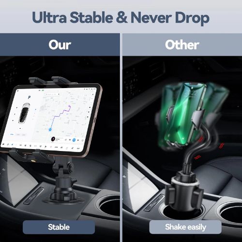 BYLD Car Cup Holder Mount for Phone Tablet, Rotatable Cell Phone Car Cup Cradles Fit for 4.7"-12.9" iPhone iPad Pro Air Mini, Samsung, Galaxy Tab