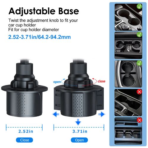 BYLD Car Cup Holder Mount for Phone Tablet, Rotatable Cell Phone Car Cup Cradles Fit for 4.7"-12.9" iPhone iPad Pro Air Mini, Samsung, Galaxy Tab