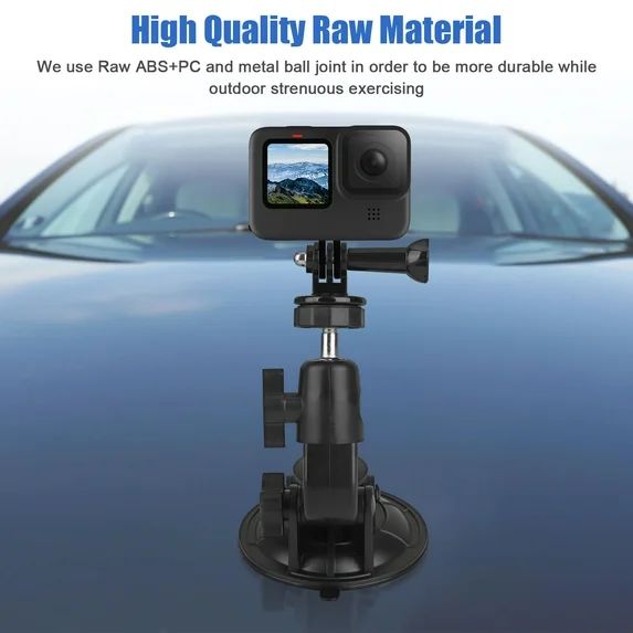 Camera Suction Cup Mount, BYLD Action Camera Holder Adapter for Car Windshield Window, Universal 1/4 Screw Sucker Clamp Compatible with GoPro Hero 10 9 8, SJCAM, Canon, Sony, DSLR, Nikon