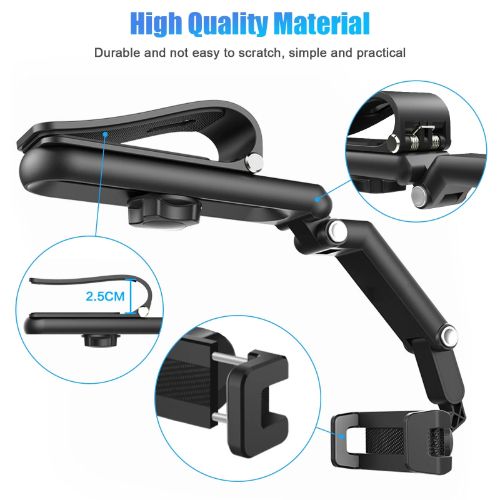 Car Phone Holder Mount, BYLD Sun Visor Phone Holder for Car, Universal Clip 360°Adjustable Cellphone Stand Rearview Mirror Cradle Compatible with Samsung, LG, Huawei Phone