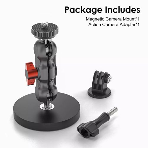 BYLD Magnetic Camera Mount for GoPro,Strong Magnetic Mount with 360° Rotation Ball Head Compatible with GoPro Hero 13 12 11 10 9 8 7 6 5 Black,DJI Osmo Action 5 Pro/4/3,AkASO and More