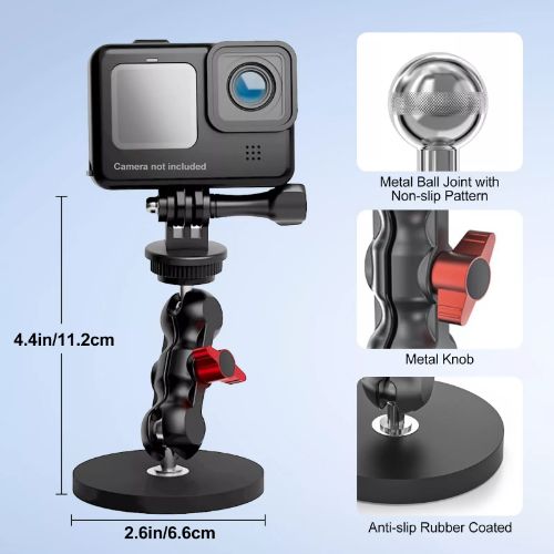 BYLD Magnetic Camera Mount for GoPro,Strong Magnetic Mount with 360° Rotation Ball Head Compatible with GoPro Hero 13 12 11 10 9 8 7 6 5 Black,DJI Osmo Action 5 Pro/4/3,AkASO and More
