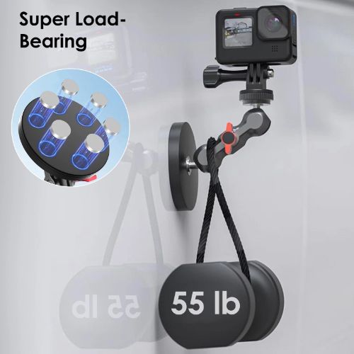 BYLD Magnetic Camera Mount for GoPro,Strong Magnetic Mount with 360° Rotation Ball Head Compatible with GoPro Hero 13 12 11 10 9 8 7 6 5 Black,DJI Osmo Action 5 Pro/4/3,AkASO and More
