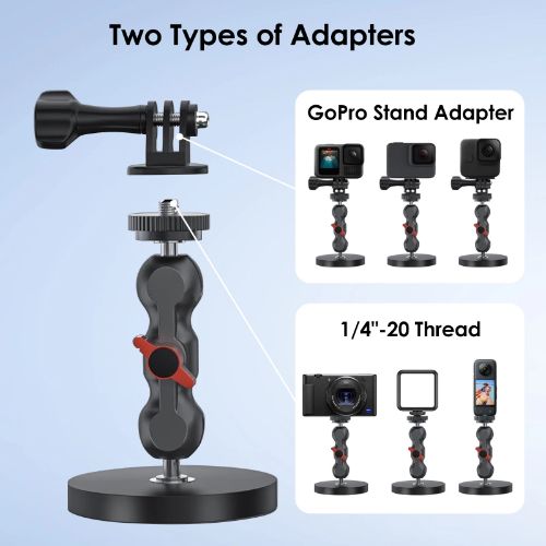 BYLD Magnetic Camera Mount for GoPro,Strong Magnetic Mount with 360° Rotation Ball Head Compatible with GoPro Hero 13 12 11 10 9 8 7 6 5 Black,DJI Osmo Action 5 Pro/4/3,AkASO and More