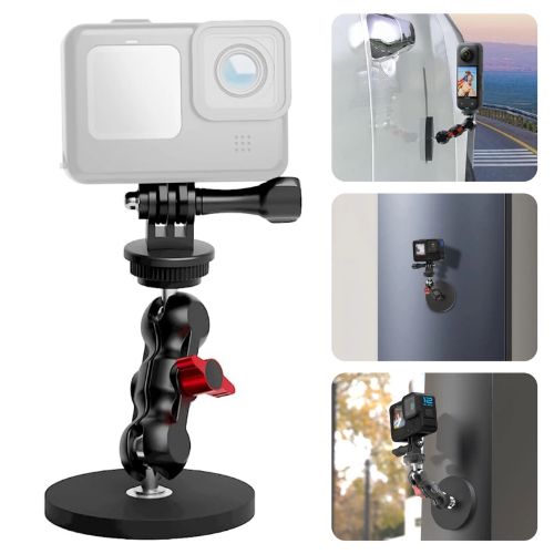 BYLD Magnetic Camera Mount for GoPro,Strong Magnetic Mount with 360° Rotation Ball Head Compatible with GoPro Hero 13 12 11 10 9 8 7 6 5 Black,DJI Osmo Action 5 Pro/4/3,AkASO and More