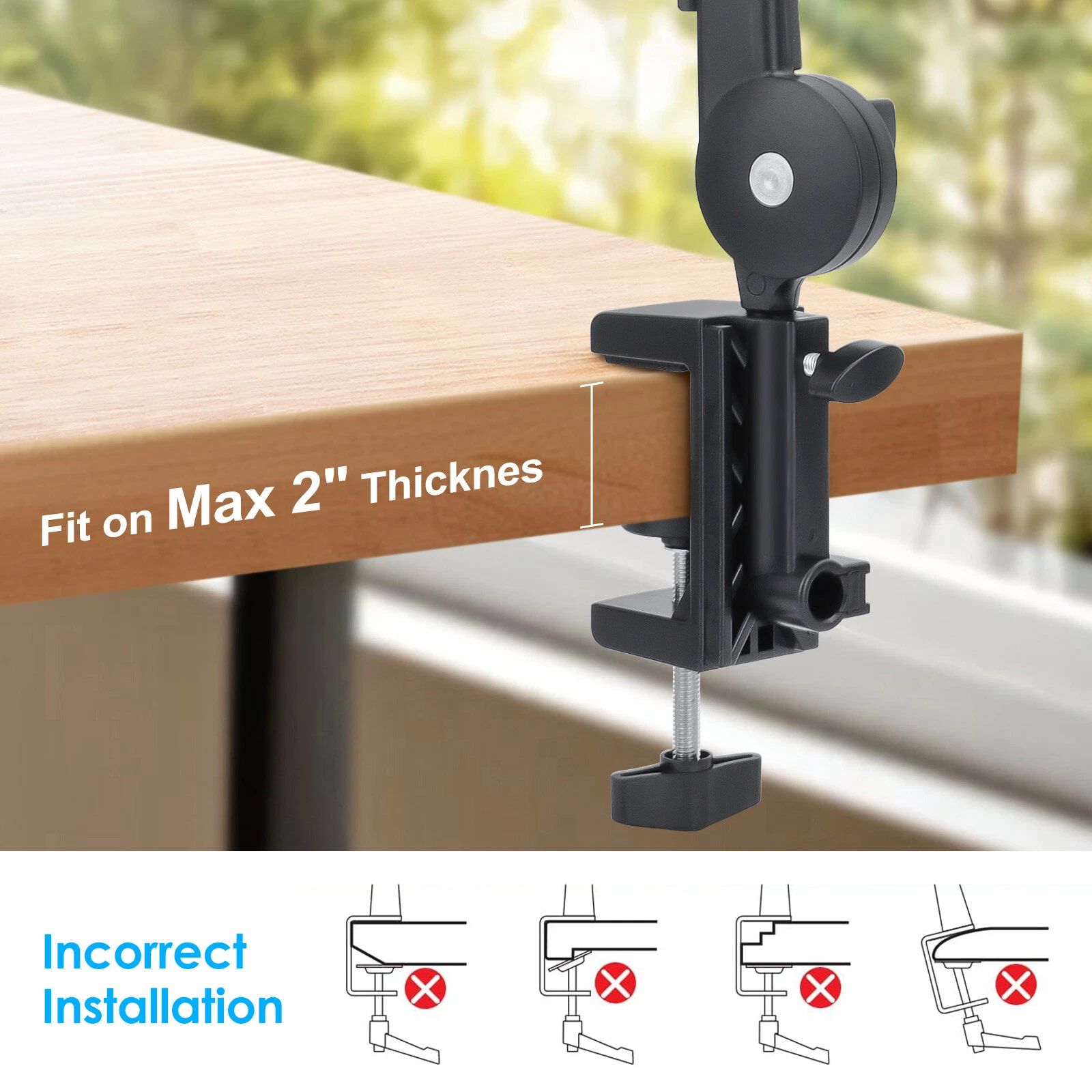 BYLD Microphone Boom Arm with Desk Mount 360° Rotatable Adjustable Studio Table Mic Stand w/ 3/8''to 5/8'' Adapter For Podcast, Recording, Live Streaming