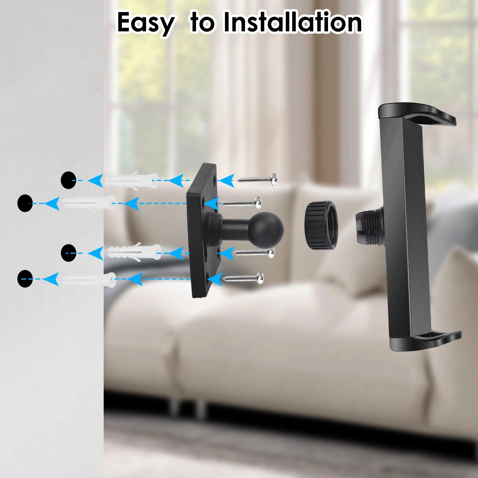 BYLD Tablet Phone Wall Mount Holder 360° Rotating Bracket Universal Cellphone Stand for 4-13" iPad/iPhone/Galaxy Tab/Kindle
