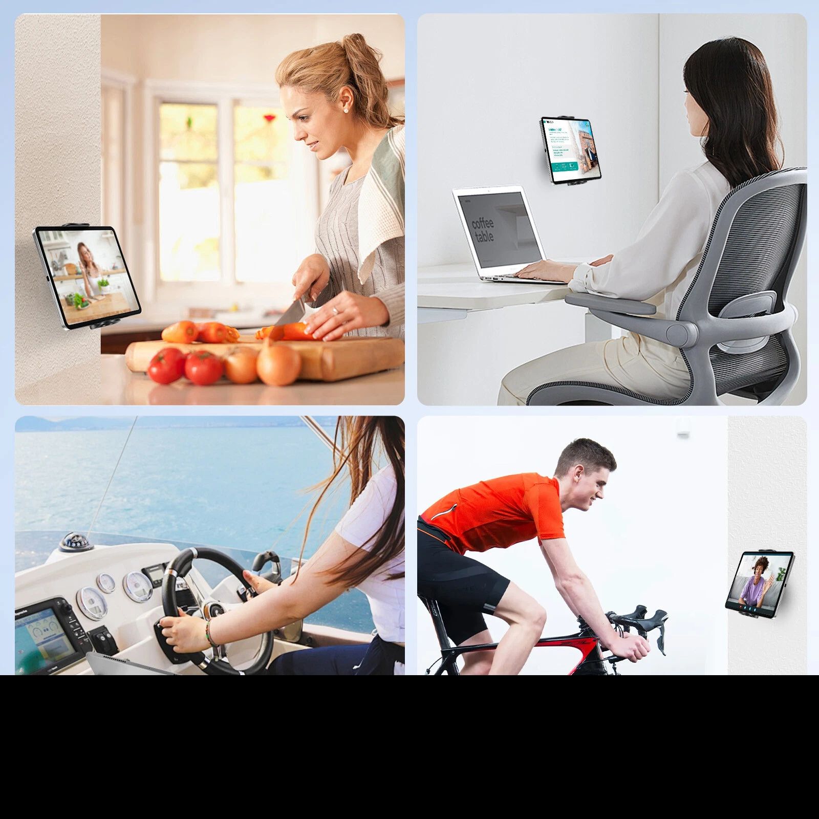 BYLD Tablet Phone Wall Mount Holder 360° Rotating Bracket Universal Cellphone Stand for 4-13" iPad/iPhone/Galaxy Tab/Kindle