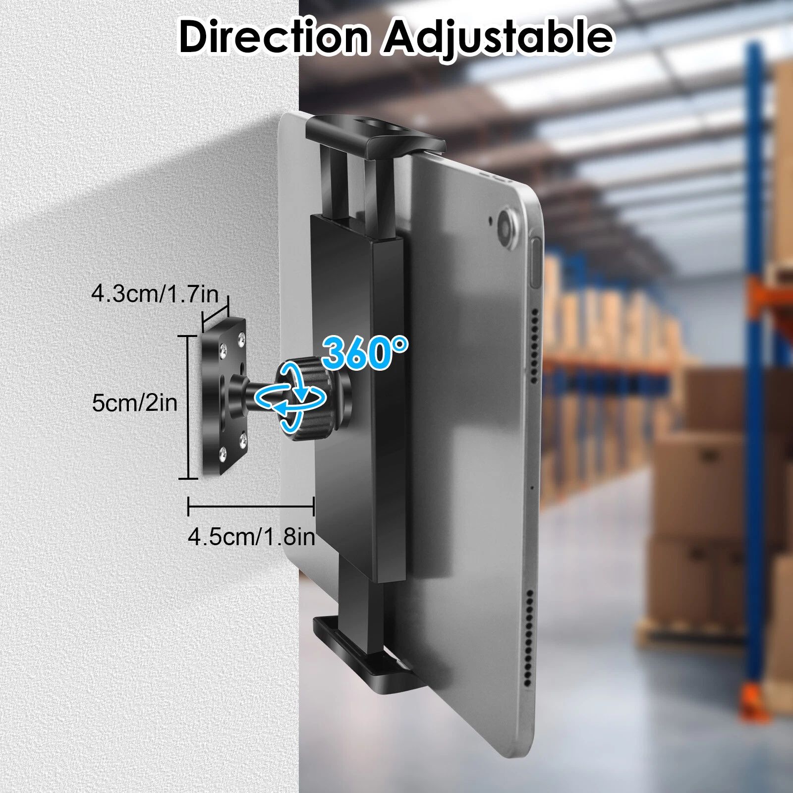 BYLD Tablet Phone Wall Mount Holder 360° Rotating Bracket Universal Cellphone Stand for 4-13" iPad/iPhone/Galaxy Tab/Kindle