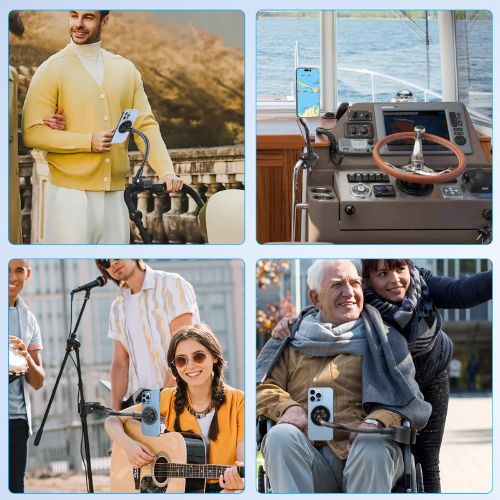 BYLD 360° Rotation Magnetic Phone Mount, Bike Stroller Phone Holder, Gooseneck Wheelchair Boat Shopping Cart Mount, Pole Bar Tube Handlebar Clamp for All 4-7" Smartphone, iPhone 16 15, Galaxy S24