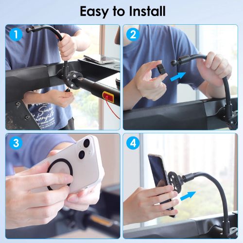 BYLD 360° Rotation Magnetic Phone Mount, Bike Stroller Phone Holder, Gooseneck Wheelchair Boat Shopping Cart Mount, Pole Bar Tube Handlebar Clamp for All 4-7" Smartphone, iPhone 16 15, Galaxy S24