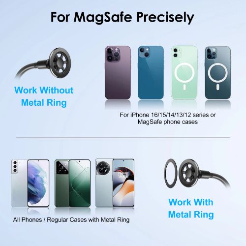 BYLD 360° Rotation Magnetic Phone Mount, Bike Stroller Phone Holder, Gooseneck Wheelchair Boat Shopping Cart Mount, Pole Bar Tube Handlebar Clamp for All 4-7" Smartphone, iPhone 16 15, Galaxy S24