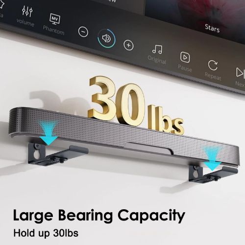 BYLD Sound Bar Mounts Under TV, Soundbar Bracket Universal Speaker Wall Mount Shelf Adjust 3.4" to 5.8" for Samsung, Vizio, Lg, Sony, JBL, Bose and More Soundbar Mount Bracket with Hardware Kit