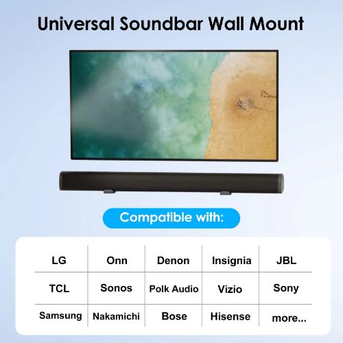 BYLD Sound Bar Mounts Under TV, Soundbar Bracket Universal Speaker Wall Mount Shelf Adjust 3.4" to 5.8" for Samsung, Vizio, Lg, Sony, JBL, Bose and More Soundbar Mount Bracket with Hardware Kit