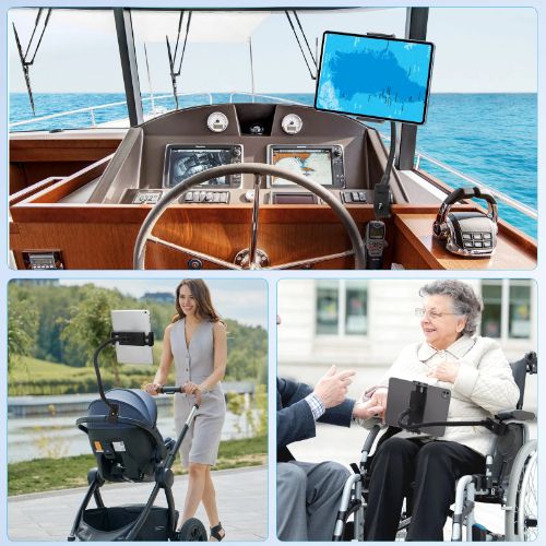 BYLD Tablet Holder Bike Mount Fit 4-13" iPad Phone for Peloton Treadmill, Goosencek Clamp Mount for Spin Bike, Indoor Stationary Exercise Bicycle, Wheelchair, Mic Stand, Stroller Handlebar