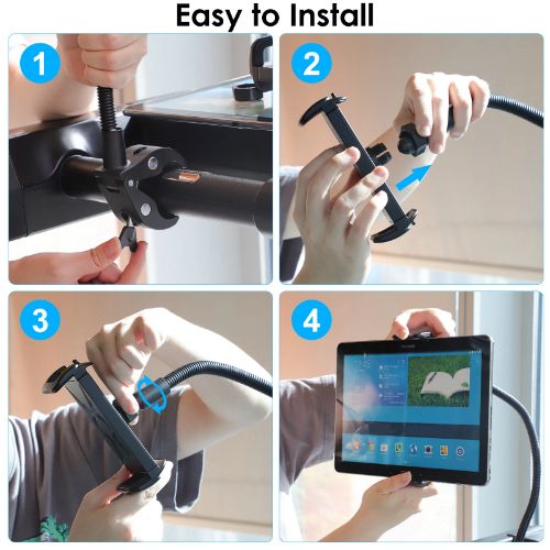 BYLD Tablet Holder Bike Mount Fit 4-13" iPad Phone for Peloton Treadmill, Goosencek Clamp Mount for Spin Bike, Indoor Stationary Exercise Bicycle, Wheelchair, Mic Stand, Stroller Handlebar