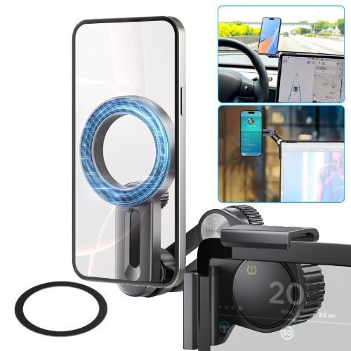 BYLD Magnetic Car Phone Mount for Tesla Model 3/Y/Cybertruck Screen, 360° Adjustable Cell Phone Holder for MagSafe iPhone 16 Pro Max 15 14 Android Phones